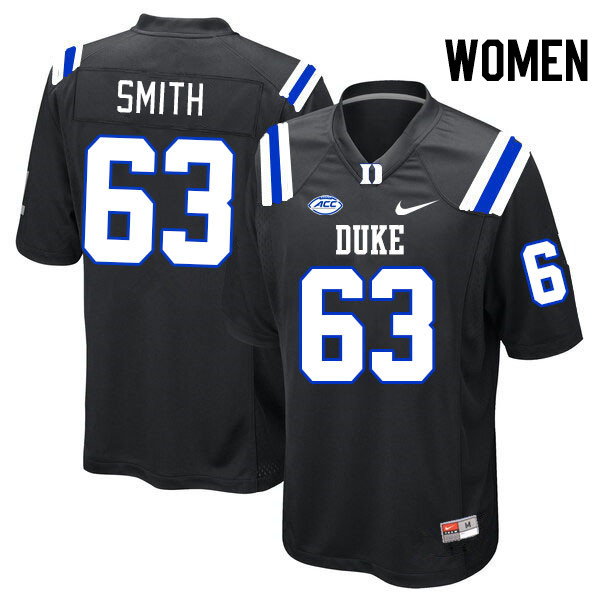 Women #63 Bradley Smith Duke Blue Devils College Football Jerseys Stitched-Black